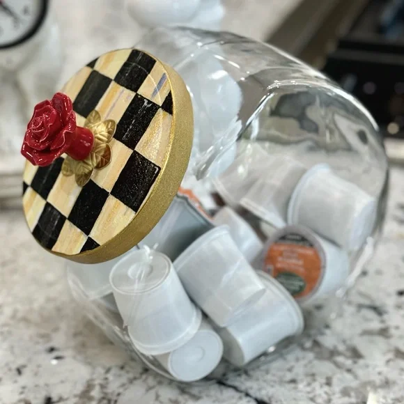 Hand Crafted Courtly Check cookie jar glass canister - Picture 4 of 7